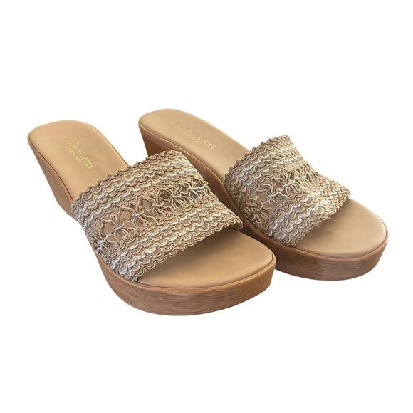 A. Giannetti Low Wedge Platform Slip on Sandal Women's 7 Casual Coastal Boho 90s - Picture 1 of 6